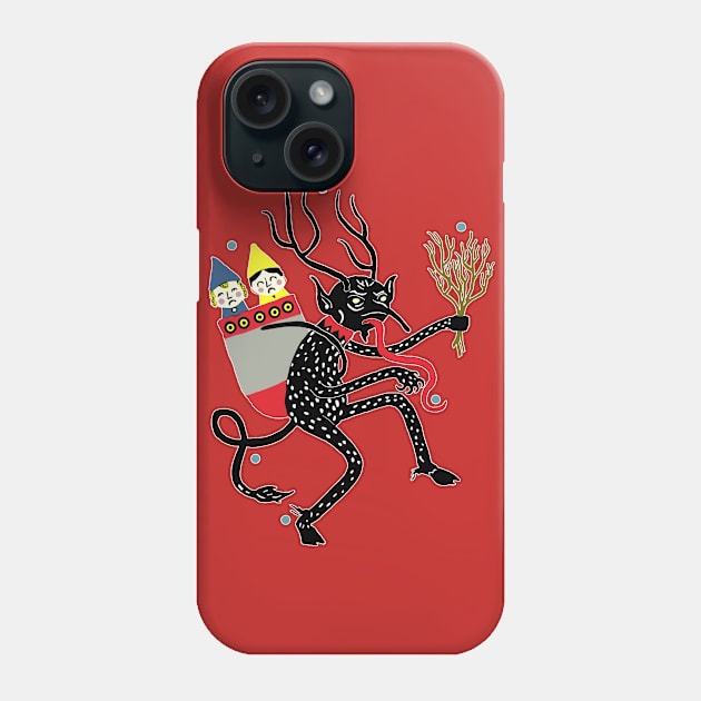 Vintage Old World Krampus Catching Children Phone Case by Souvenir T-Shirts