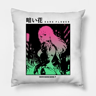 "Dark Flower" Cyberpunk Aesthetic Vaporwave Anime Manga Girl Japanese Streetwear Pillow