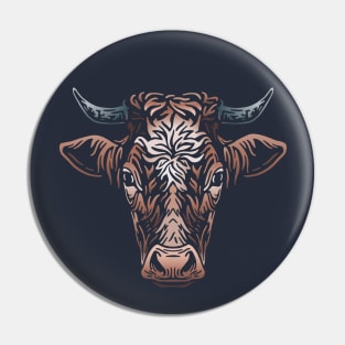 Cow Tattoo Illustration Pin