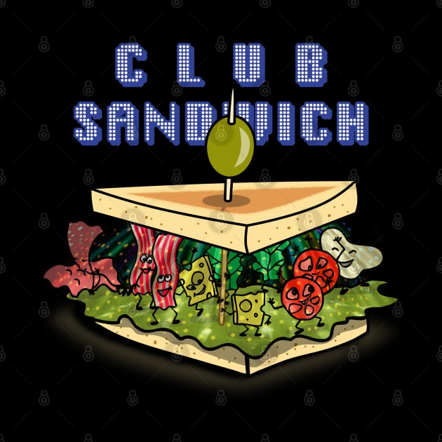 Funny Kawaii Cute Food Club Party Club House Sandwich Cartoon by BoggsNicolas