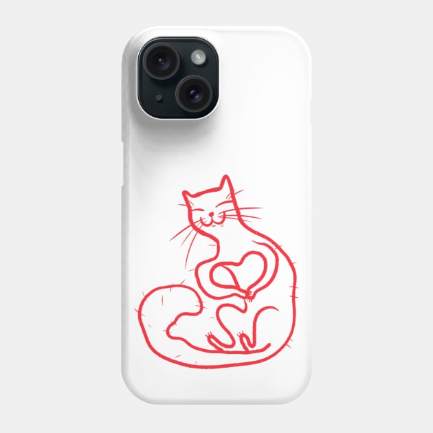 Funny red cat making a heart with his paws Phone Case by iulistration