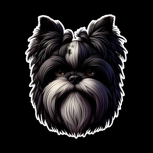 Head affenpinscher dog pet portrait cartoon vector illustration by art poo