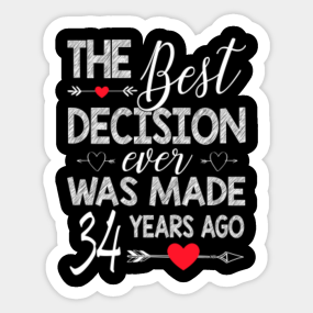 Adesivi 34th Wedding Anniversary Gifts Teepublic It