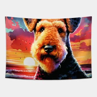 Airedale Terrier Sunset Tapestry