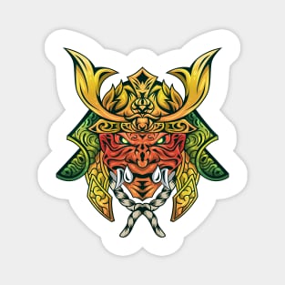 demon mask japanese samurai style Magnet