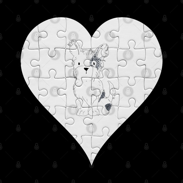 Terrier Heart Jigsaw Pieces Design - Gift for Terrier Black White Lovers by HarrietsDogGifts