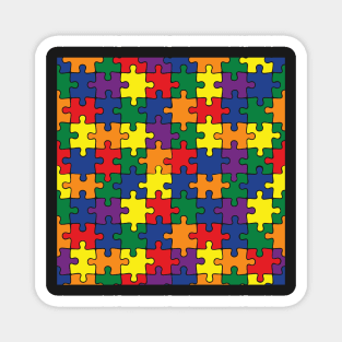 Rainbow Pride Puzzle Pattern Magnet