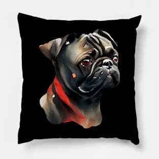 Black Pug Dog Pillow