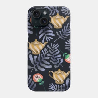 Golden Tea pots botanical pattern Phone Case