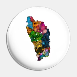 Spirograph Patterned Dominica Parishes Map Pin