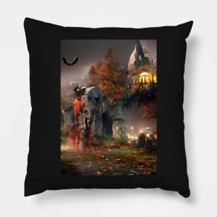 SPOOKY SURREAL HALLOWEEN AT NOTRE DAM Pillow