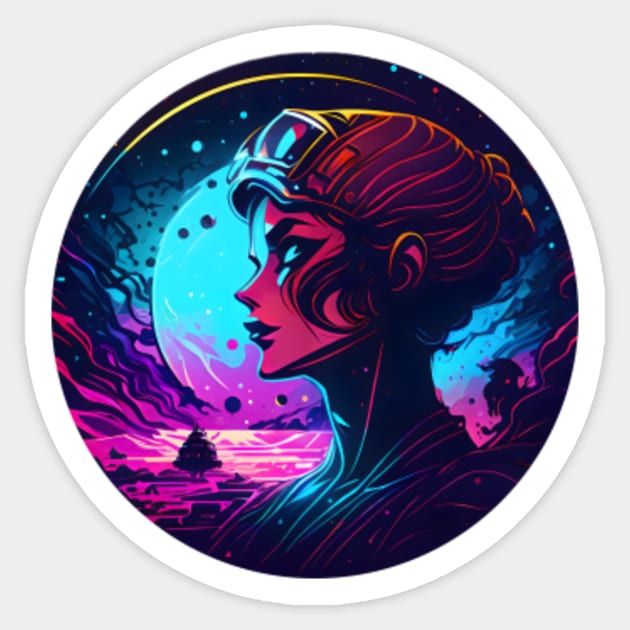 Sci-Fi Rebel - Cyberpunk Girl Goggles Scifi - Sticker