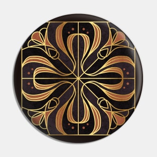 Art Deco Floral. Gold and dark purple Pin