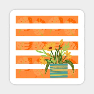 Stripe flowers and leaves Magnet