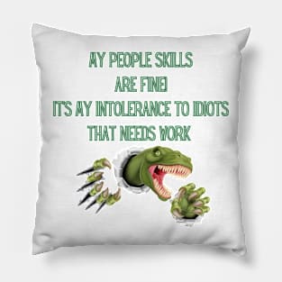 Sarcastic Graphic Shirt, People Skills, Angry Dinosaur Pillow