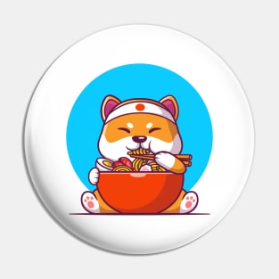 Cute Shiba Inu Eating Ramen Noodle Pin