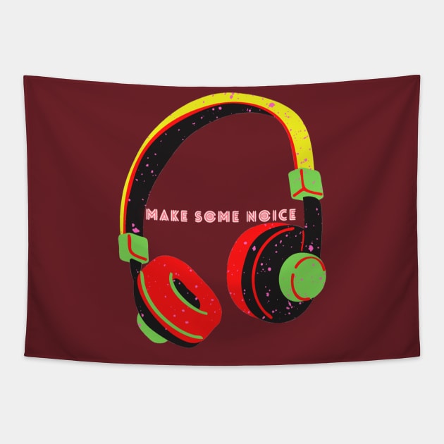 Make Some Some Noise - Headphone Tapestry by Christamas Clothing