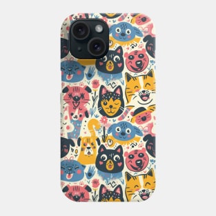 Eclectic Happy Pets and Nature Pattern Phone Case