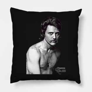 Retro Christopher Walken B&W Stache Tribute Pillow