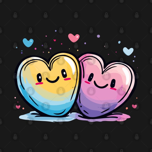 Two Hearts - Love Valentine's Day Lover Couple Cute Funny by The Realm Within