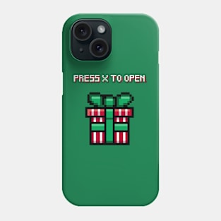 Press X To Open - Video Game Pixel Christmas Present Phone Case