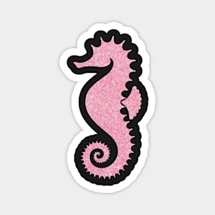 Light Pink Faux Glitter Seahorse Magnet