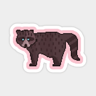 Mischief Maker: Pixel Art Raccoon Design for Stylish Apparel Magnet