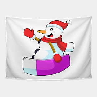 Snowman as Snowboarder with Sonowboard Tapestry