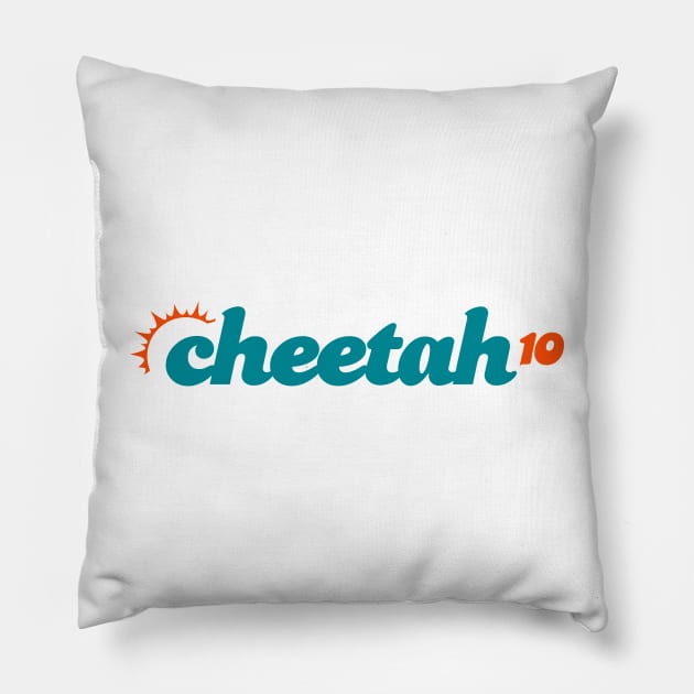 Dolphins Football - Cheetah Pillow by Merlino Creative