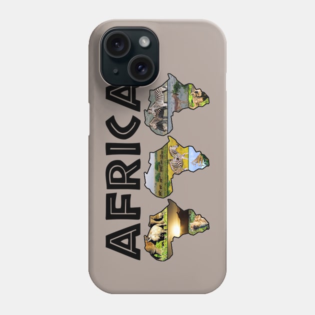 Africa Wildlife Continent Trio Collage Phone Case by PathblazerStudios