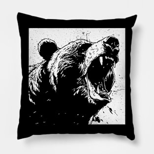 Roaring Grizzly Illustration - Grizzly Bear Pillow