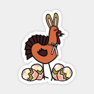 Funny Easter Bunny Ears on Thanksgiving Turkey Magnet