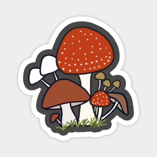 Simple Cute Mushrooms Kawaii Anime Cottagecore Forest Minimal Art Magnet