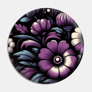 Violet Floral Illustration Pin