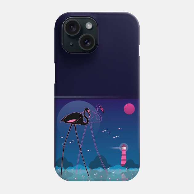 Black Flamingo Phone Case by Munchbud Ink