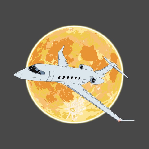 Bombardier Challenger 350 Jet Orange Full Moon by Kassi Skye