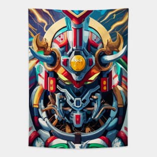 Mecha Oni Samurai Mask Tapestry