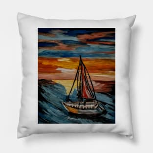 Out sailing in the open sea Pillow