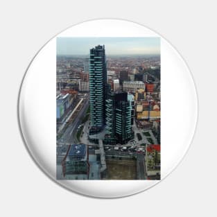 Aerial View of Central Milan with a Skyscraper Pin
