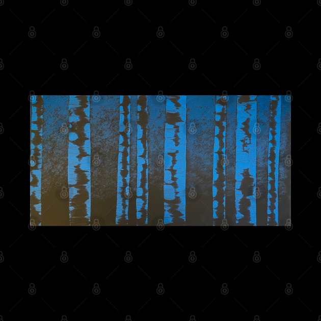 Black and Blue Birch Trees with Blue Background by J&S mason