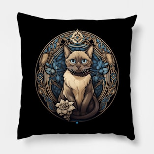 Siamese Art Nouveau Pillow