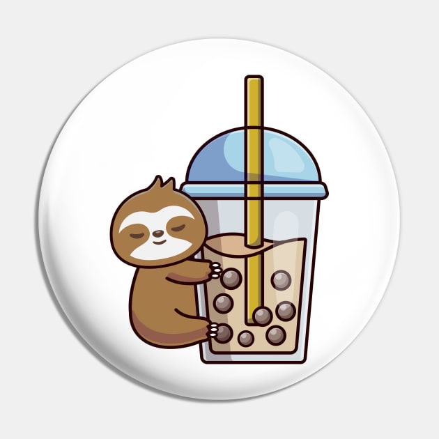 Sloth Loves Bubble Tea Pin by IstoriaDesign