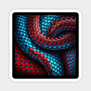 Snake pattern, with pattern, SciFi, scale pattern, red, blue Magnet