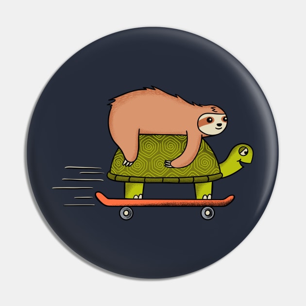 Sloth and turtle skateboard Pin by coffeeman