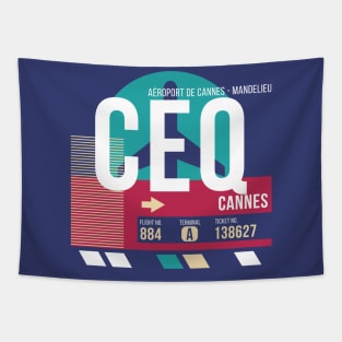 Cannes, France (CEQ) Airport Code Baggage Tag Tapestry