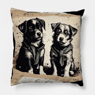 Vintage Canine Companions Pillow