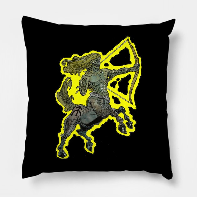 Zombie Art : ZOMBIE ZODIAC HORRORSCOPE (Sagittarius) T-Shirt Pillow by rsacchetto