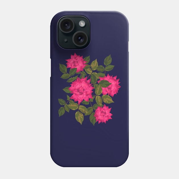 CASTLE ROSE Whimsigothic Maximalist Floral Love Roses in Dark Moody Romantic Gothic Jewel Tones Fuchsia Pink Green - UnBlink Studio by Jackie Tahara Phone Case by UnBlink Studio by Jackie Tahara