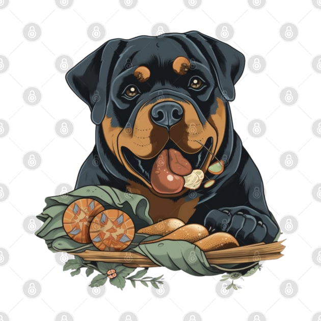 Rottweiler Eating Sushi by ModernStyle610