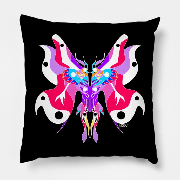 the cryptid monster mothman ecopop in totonac patterns art Pillow by jorge_lebeau